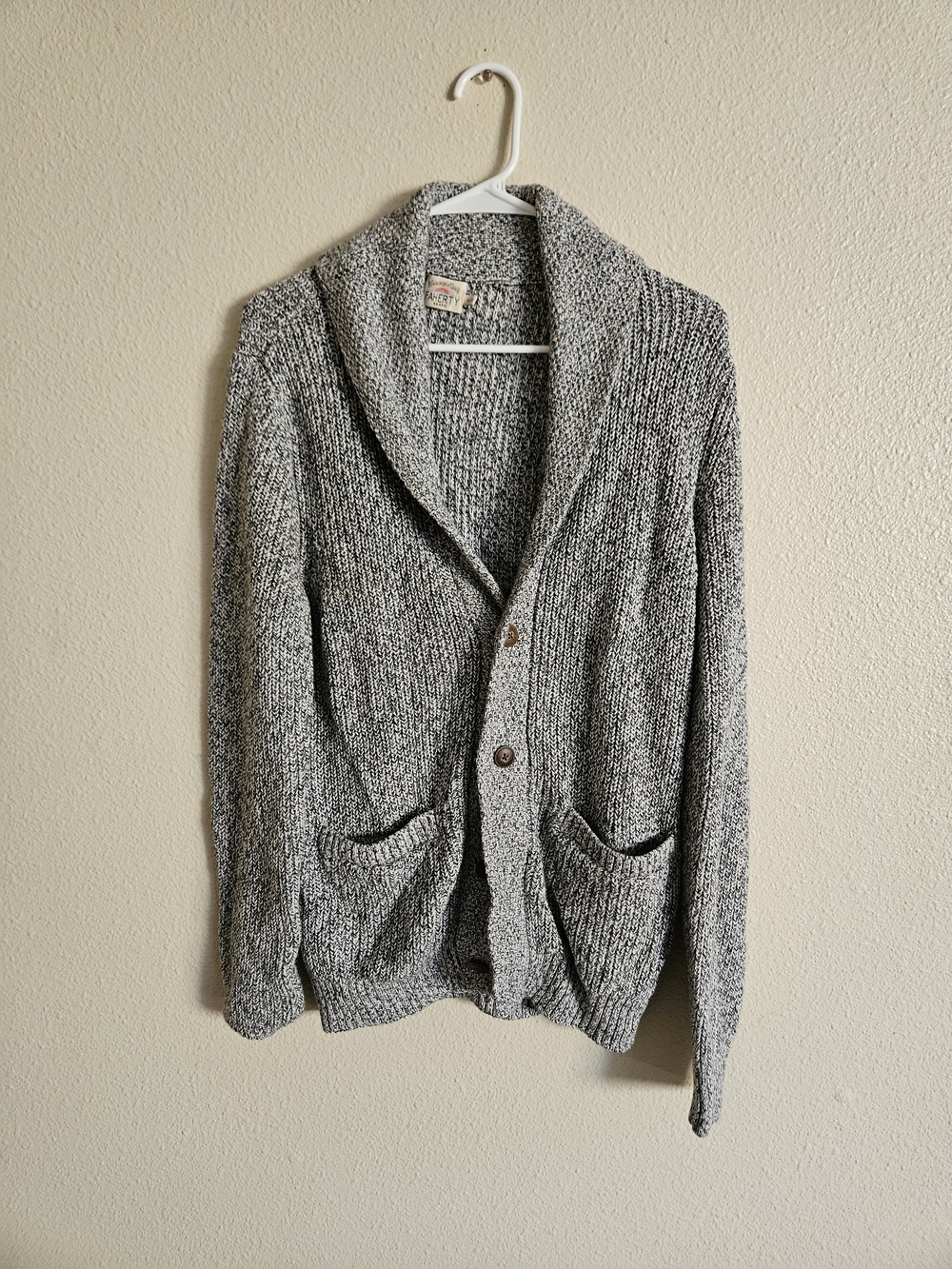 Faherty Shawl Collar Gray Marled Cardigan Sweater